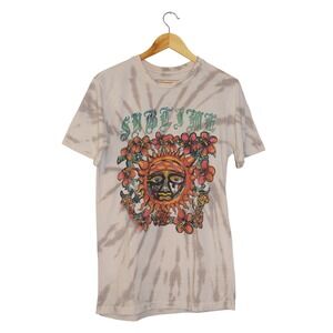 Sublime Graphic Short Sleeve Tee Women Medium Grey Tie-Dye Sun Flower Band Shirt